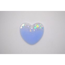 Hundetegn, stort hjerte, lilla med glitter med hjerter