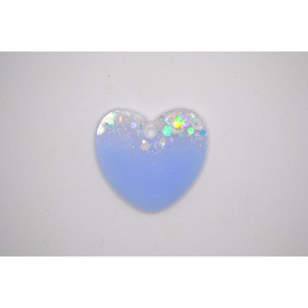 Hundetegn, stort hjerte, lilla med glitter med hjerter