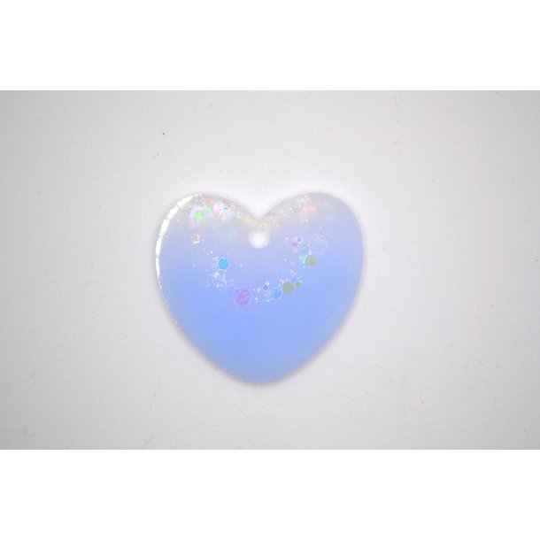 Hundetegn, stort hjerte, lilla med glitter med hjerter