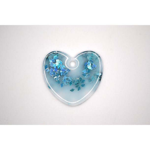 Hundetegn, stort hjerte, hvid med grnlige bllige flager