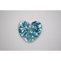 Hundetegn, stort hjerte, hvid med grnlige bllige flager