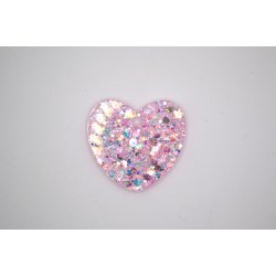 Hundetegn, stort hjerte, lyserd glitter