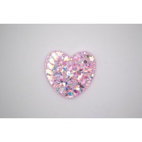 Hundetegn, stort hjerte, lyserd glitter