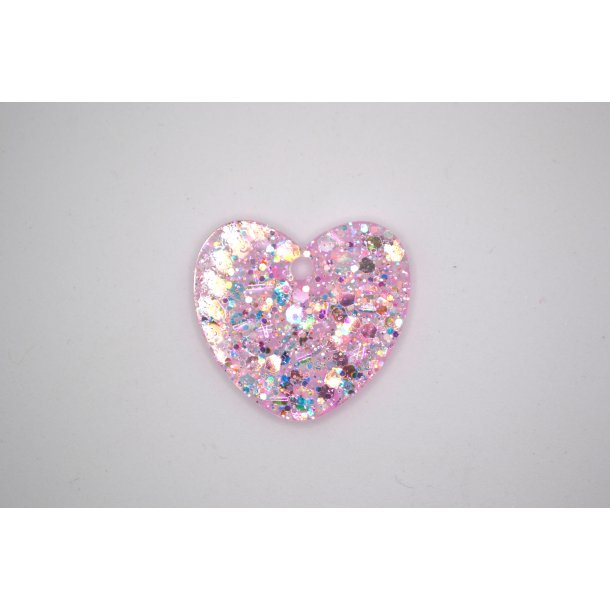 Hundetegn, stort hjerte, lyserd glitter