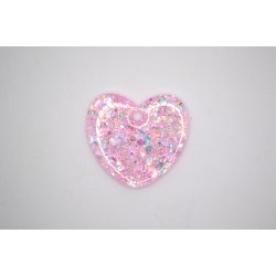 Hundetegn, stort hjerte, lyserd glitter