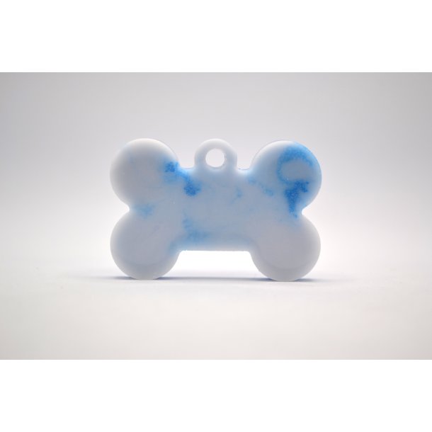 Hundetegn, lille kdben, bl og hvid 