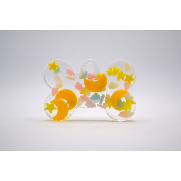 Hundetegn, lille kdben, mne, stjerner og skyer