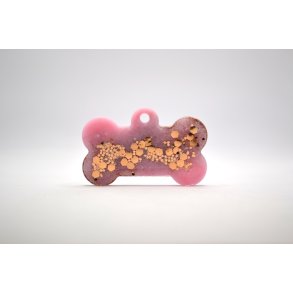 Hundetegn, stort kdben, lyserd med guldglitter