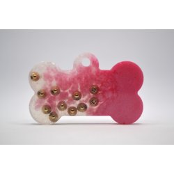 Hundetegn, stort kdben, pink med perler