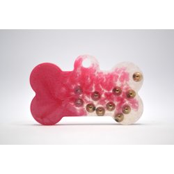 Hundetegn, stort kdben, pink med perler