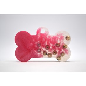 Hundetegn, stort kdben, pink med perler