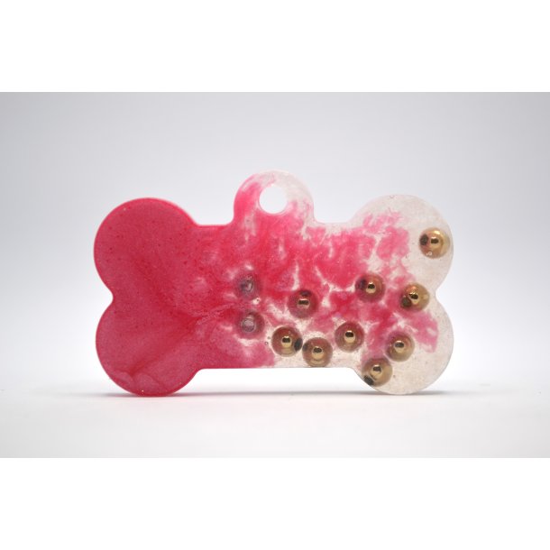 Hundetegn, stort kdben, pink med perler