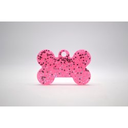 Hundetegn, lille kdben, pink med glitter