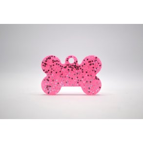Hundetegn, lille kdben, pink med glitter