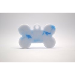 Hundetegn, lille kdben, bl og hvid 