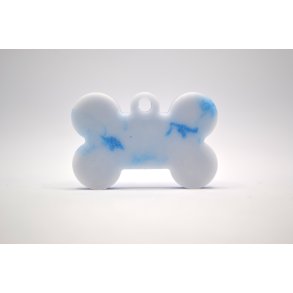 Hundetegn, lille kdben, bl og hvid 