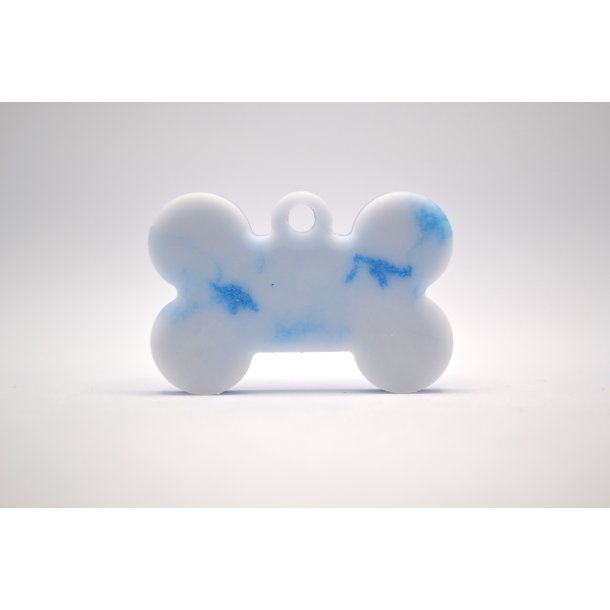 Hundetegn, lille kdben, bl og hvid 