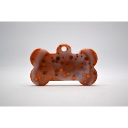 Hundetegn, stort kdben, bronze og hvid med glitter