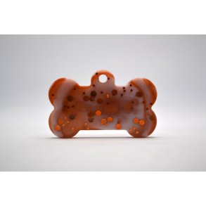 Hundetegn, stort kdben, bronze og hvid med glitter