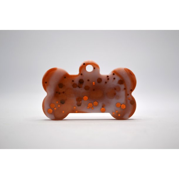 Hundetegn, stort kdben, bronze og hvid med glitter