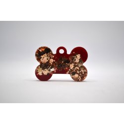 Hundetegn, lille kdben, rd med guld glitter