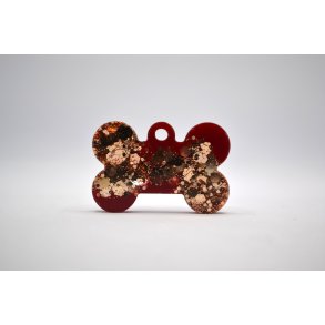 Hundetegn, lille kdben, rd med guld glitter