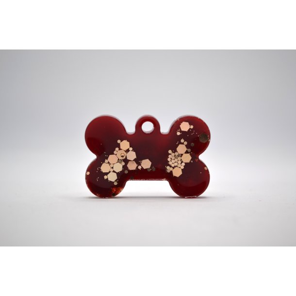 Hundetegn, lille kdben, rd med guld glitter