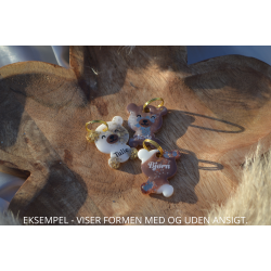 Hundetegn, lille bjrn, orange shimmer med holografiske flager