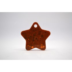 Hundetegn, stor stjerne, guld med guld glitter