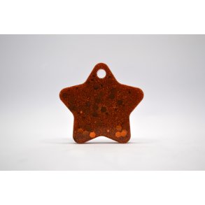 Hundetegn, stor stjerne, guld med guld glitter