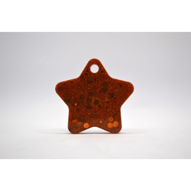 Hundetegn, stor stjerne, guld med guld glitter