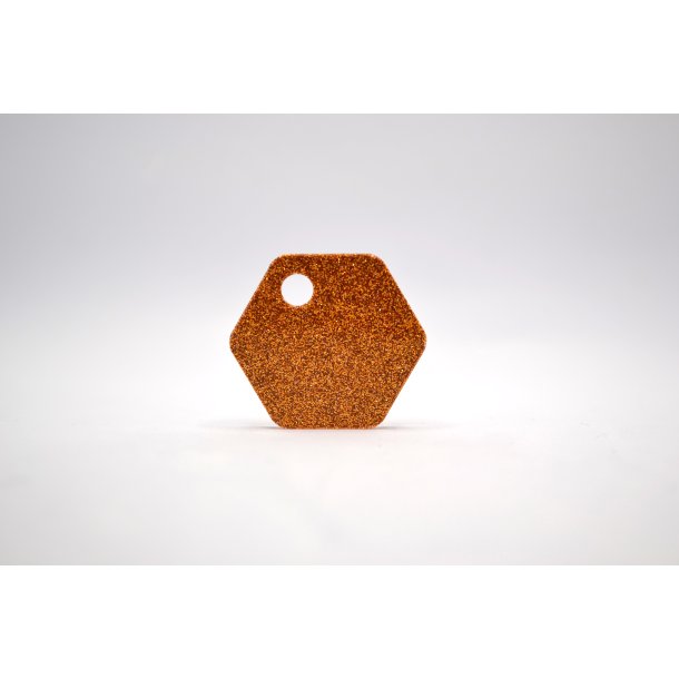 Hundetegn, lille hexagon, guld glitter