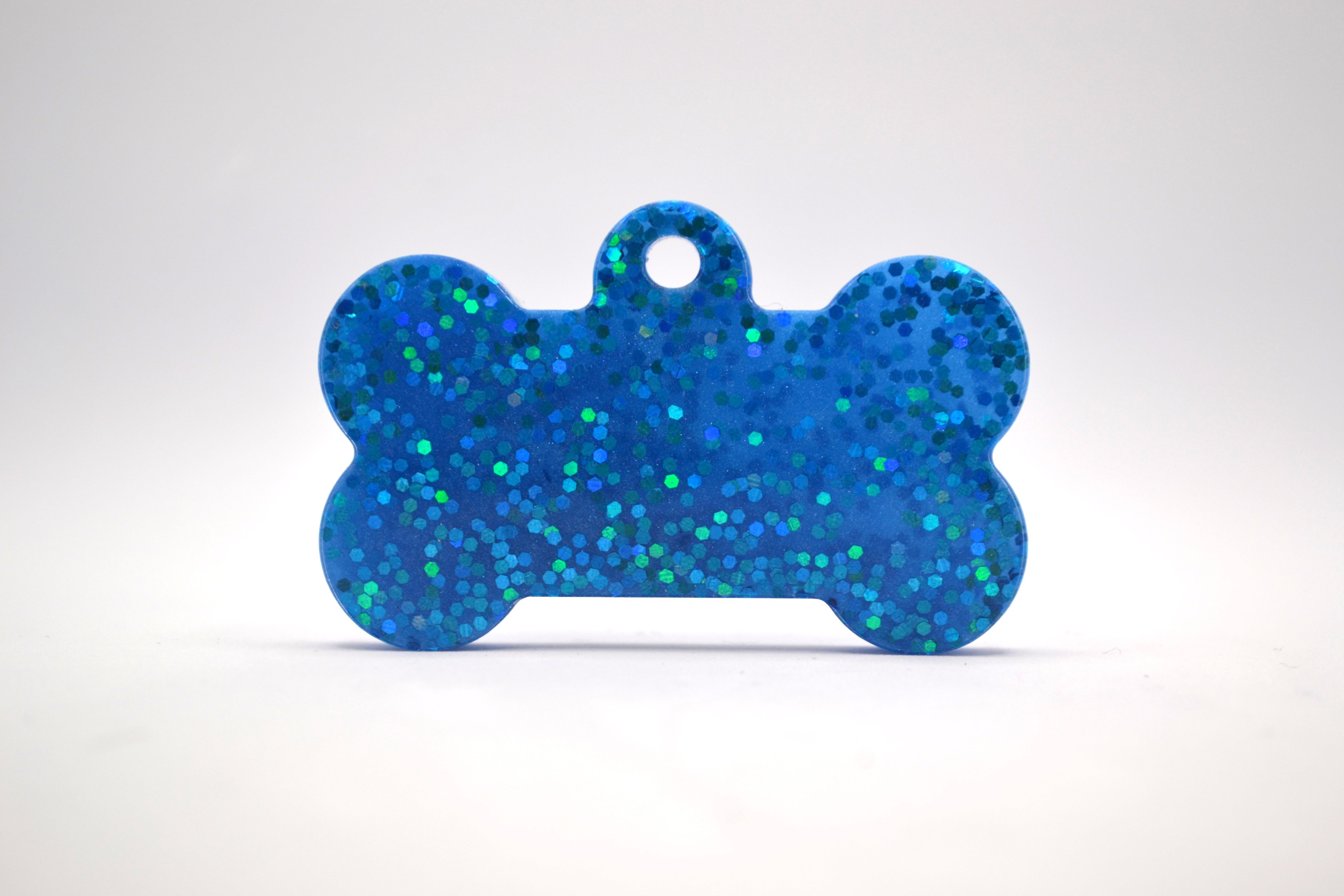 Hundetegn, stort kdben, bl glitter