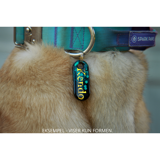 Hundetegn, afrundet rektangel sort med gr�n glitter