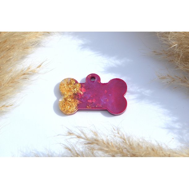 Hundetegn, stort kdben, lilla shimmer og bladguld