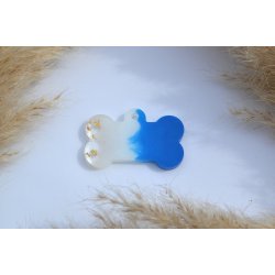 Hundetegn, stort kdben, bl shimmer, hvid, bladguld