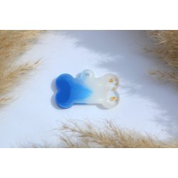 Hundetegn, stort kdben, bl shimmer, hvid, bladguld