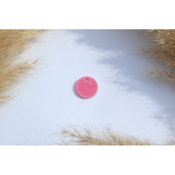 Hundetegn, mini rund, lyserd shimmer