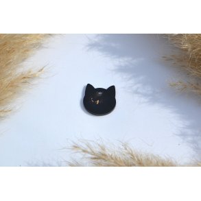 Hundetegn, lille kat, sort med guld