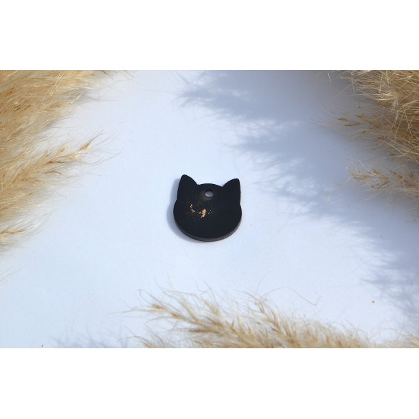 Hundetegn, lille kat, sort med guld