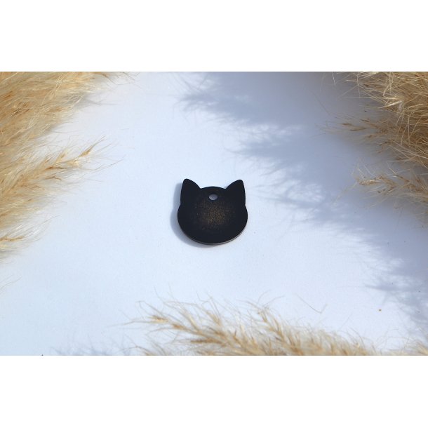 Hundetegn, lille kat, sort med guld