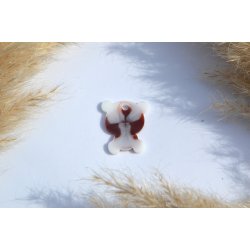 Hundetegn, lille bjrn, rdlig brun, hvid, guld glitter