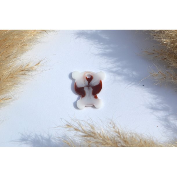 Hundetegn, lille bjrn, rdlig brun, hvid, guld glitter