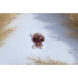 Hundetegn, lille bjrn, rdlig brun, hvid, guld glitter