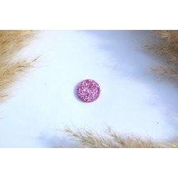 Hundetegn, mini rund, pink glitter