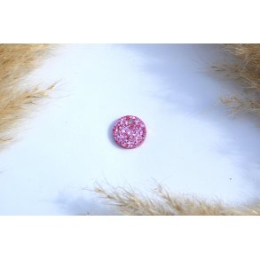 Hundetegn, mini rund, pink glitter