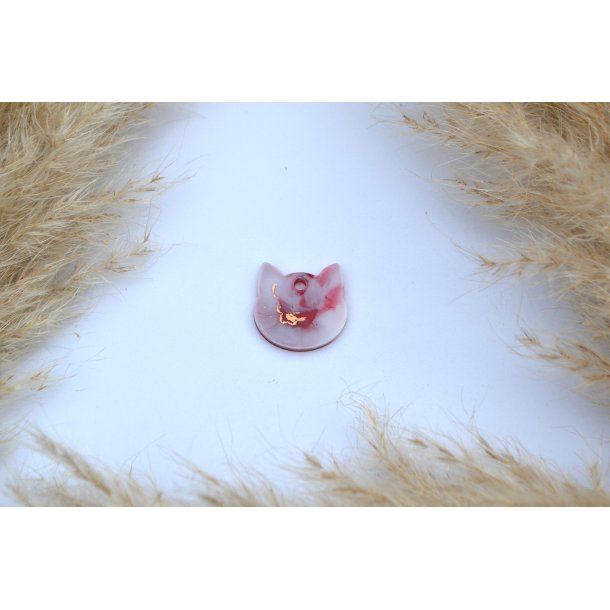 Hundetegn, lille kat, rd, hvid, guld