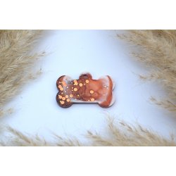 Hundetegn, stort kdben, caramel, hvid, guld flager