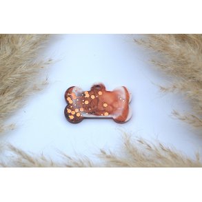 Hundetegn, stort kdben, caramel, hvid, guld flager