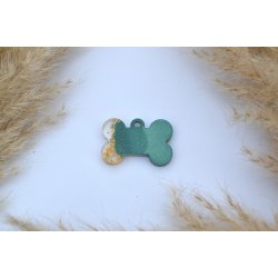 Hundeteg, lille kdben, grn shimmer med hvid og bladguld